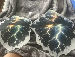 Lot of 2 Multicolor Lightning Storm Cloud Artwork Collectible Card Game Playmats - Image 1