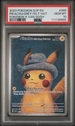 PSA 10 Pikachu with Grey Felt Hat SVP 085 Van Gogh Graded Pokemon Card GEM MINT - Image 1