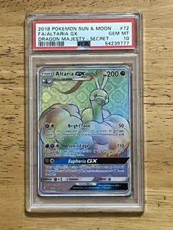 Pokemon PSA 10 Altaria 72/70 GX Secret Rainbow Rare Full Art Dragon Majesty - Image 1