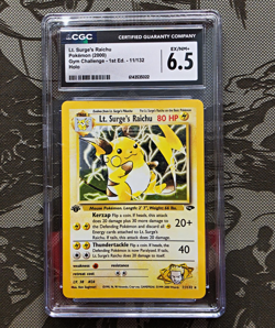 Pokemon TCG 2000 Gym Challenge Lt. Surge's Raichu 1st Ed Holo 11/132 CGC 6.5 - Image 1