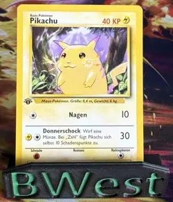 Pikachu NM LP 1st Edition Base Set Common 58 Pokemon Vintage WoTC Wizards - Image 1