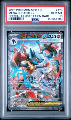 Pokemon TCG Mega Lucario EX 179/132 Mega Evolutions PSA 10 - Image 1