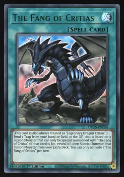The Fang of Critias - DLCS-EN058 - GREEN Ultra Rare - 1st Edition Yugioh - Image 1