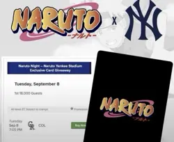 Naruto X NY Yankees SGA TCG Promotional Card Bandais PRE SALE 9-8-2026 - Image 1