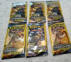 Lot of 6 Pokemon 2019 Unbroken Bonds 3 Card Booster Packs Unweighted New Sealed - Image 1