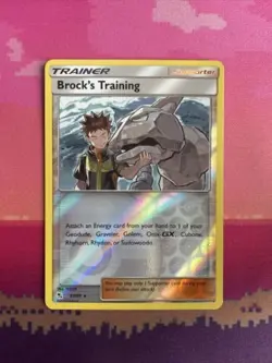 Pokemon Card Brock's Training Hidden Fates Reverse Holo Rare 55/68 Near Mint - Image 1