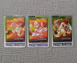 1997 Pocket Monsters Carddass - Charmander #004 Charmeleon #005 Charizard #006 - Image 1
