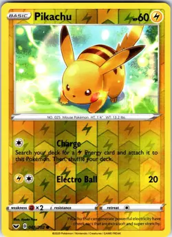 Pikachu 065/202 Common Sword & Shield Pokemon Reverse Holo Lightly Played - Image 1