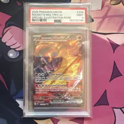 2025 POKEMON DRI EN-DESTINED RIVALS #229 TEAM ROCKET'S MOLTRES EX PSA 9 - Image 1