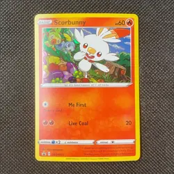 Pokemon Sword & Shield Black Star Promo Scorbunny HD SWIRL 🌀Cosmos Holo SWSH071 - Image 3