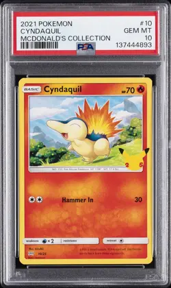 2021 POKEMON MCDONALD'S COLL #10 CYNDAQUIL PSA 10 - Image 1