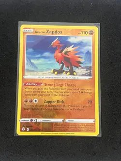Galarian Zapdos 082/203 Pokemon TCG SWSH07: Evolving Skies Reverse Holo NM - Image 1