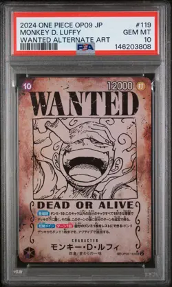PSA 10 WANTED MONKEY D. LUFFY 2024 ONE PIECE JAPANESE - Image 1