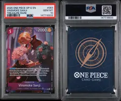 2025 ONE PIECE OP12-LEGACY OF THE MASTER TREASURE RARE VINSMOKE SANJI PSA 10 - Image 3