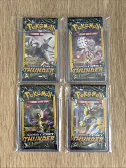 POKEMON Sun & Moon LOST THUNDER 3 Card Mini Booster Packs Complete Pack Art Set - Image 1