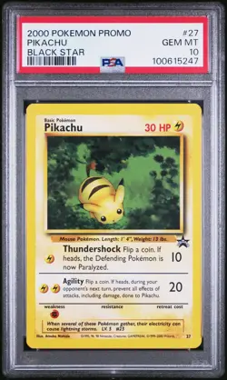 2000 Pokemon Pikachu 27/53 Wotc Black Star Promo PSA 10 GEM MINT N3WER CERT - Image 1