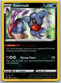 Toxicroak 124/202 Holo Rare Sword & Shield Pokemon Near Mint - Image 1