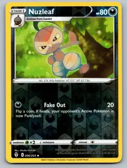 POKEMON EVOLVING SKIES NUZLEAF REVERSE HOLO 096/203 NM/Mint PACK FRESH - Image 1