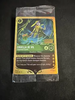 Disney Lorcana Cruella De Vil Judgmental Traveler Wilds Unknown Prerelease Promo - Image 1