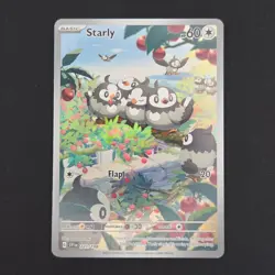 Pokemon TCG Card Starly 221/198 Scarlet & Violet Illustration Rare Holo - NM - Image 1