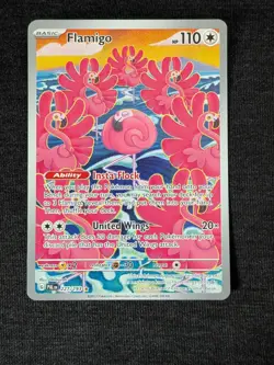 Pokemon TCG Flamigo Holo Illustration Rare Card 227/193 Paldea Evolved Art - Image 1