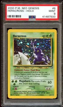 PSA 9 MINT Heracross 6/111 HOLO RARE Neo Genesis Pokemon Card - Image 1
