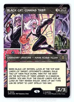 Black Cat, Cunning Thief (Borderless) Foil NM Marvel's Spider-Man 222 MTG - Image 1
