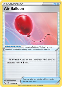 Pokemon TCG Air Balloon 156/202 Swsh01: Sword & Shield Regular NM/M - Image 1