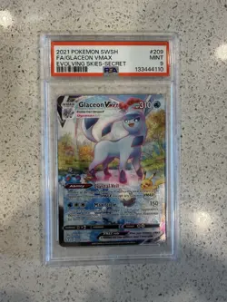 2021 Pokemon Sword & Shield Evolving Skies Glaceon VMAX #209 Fa Secret PSA 9 - Image 1