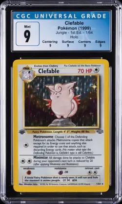 1999 POKEMON JUNGLE - 1ST ED. - HOLO #1/64 CLEFABLE CGC 9 - Image 1