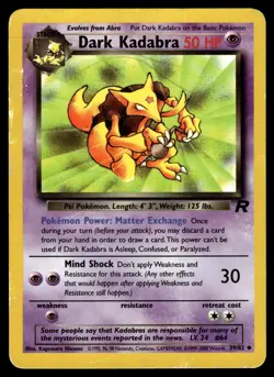 DARK KADABRA - 39/82 Uncommon Team Rocket Pokemon Unlimited HP - Image 1