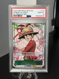 One Piece Monkey D. Luffy OP13-118 Alt Art PSA 10 - Image 1