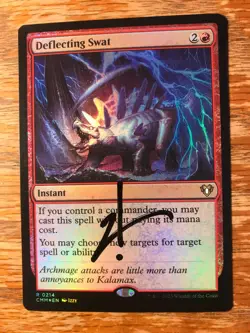 Magic the Gathering MTG foil Deflecting Swat Commander Masters signed NM - Image 1
