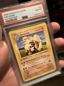 Pokemon TCG Arcanine Base Set, 1st Edition Uncommon Card 23/102 PSA 8 - Image 2
