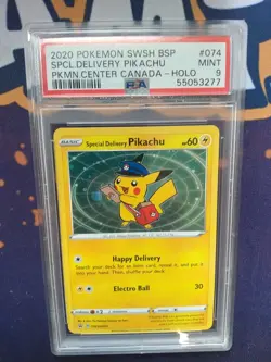 2020 POKEMON SWSH BLACK STAR PROMO #074 SPECIAL DELIVERY PIKACHU HOLO PSA 9 - Image 1