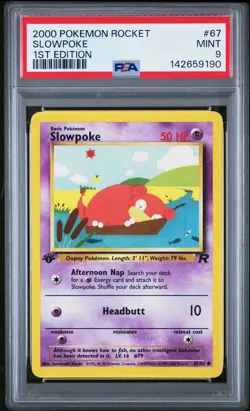 2000 POKEMON ROCKET #67 SLOWPOKE 1ST EDITION PSA MINT 9 - Image 1
