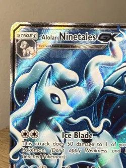 Pokemon Alolan Ninetales GX TCG Full Art Holo Card 132/145 Sm-Guardians Rising - Image 3