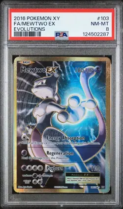 Pokemon TCG XY Evolutions Mewtwo EX #103/108 Full Art PSA 8 - Image 1