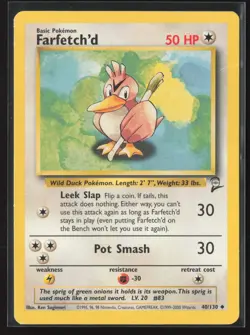 Farfetch'd Uncommon Base Set 2 040/130 HP Pokemon Card - Image 1
