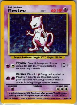 Mewtwo 10/102 Holo Base Set - Pokemon Card - LP - Image 1