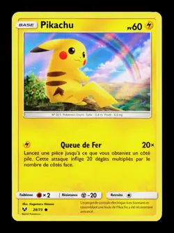 Carte Pokemon Pikachu 28/73 Holo Essence Legendes Brillantes Soleil & Lune - Image 1