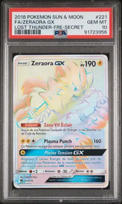 Carte Pokemon Zeraora GX 221/214 PSA 10 POP 2 Rainbow Tonerre Perdu Soleil Lune - Image 1