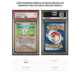 Carte Pokemon Morpheo 34/113 PSA 9 Reverse POP 2 !! Stamped EX Especes Delta FR - Image 3