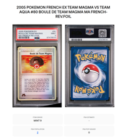 Carte Pokemon Boule De Team Magma 80/95 Reverse PSA 9 POP 2 EX Tatm TeamAqua - Image 3