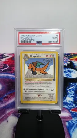 1999 POKEMON GAME MOVIE MOVIE PROMO #5 DRAGONITE PSA 2 - Image 1