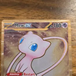 Pokemon TCG Mew ex 205/165 SV 151 Holo Hyper Rare EN 2023 180HP Full Art Metal - Image 2
