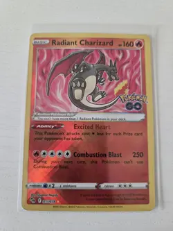 Radiant Charizard 011/078 Pokemon GO Radiant Rare Holo Pokemon TCG English - Image 1
