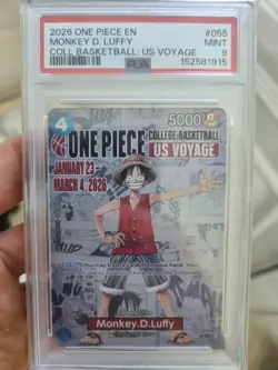 PSA 9 One Piece Monkey D. Luffy P-055 US Voyage College Basketball Promo EN - Image 1