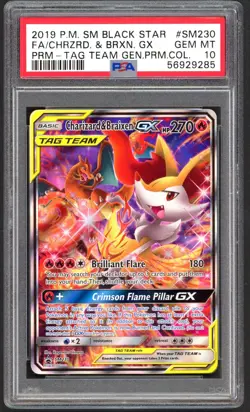 Pokemon Card - PSA 10 Charizard & Braixen GX SM230 - Tag Team - GEM MT - PSA10 - Image 1