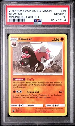 Pop 1 PSA 10 Bewear 56/111 Crimson Invasion Pre Release Kit Pokemon Non-Holo - Image 1